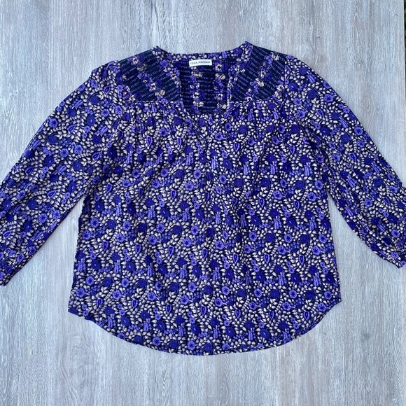 Ulla Johnson Purple Peasant Blouse Sz 6 Floral Cottagecore Boho Whimsygoth - Picture 1 of 15